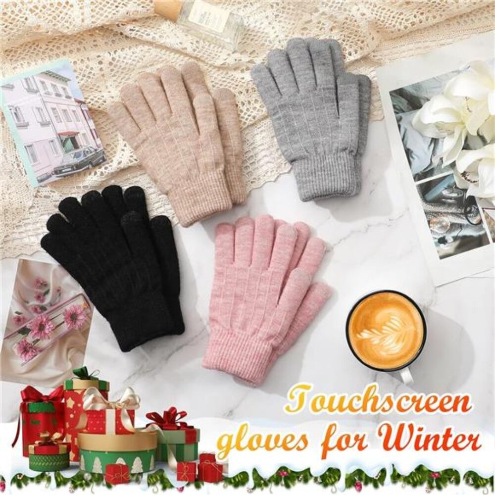 4 Pairs Winter Gloves Women Men Cold Weather Valentines - Picture 7 of 7